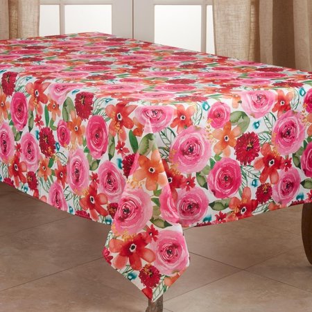 SARO LIFESTYLE SARO  65 x 90 in. Oblong Casual Tablecloth with Floral Design 3233.M6590B